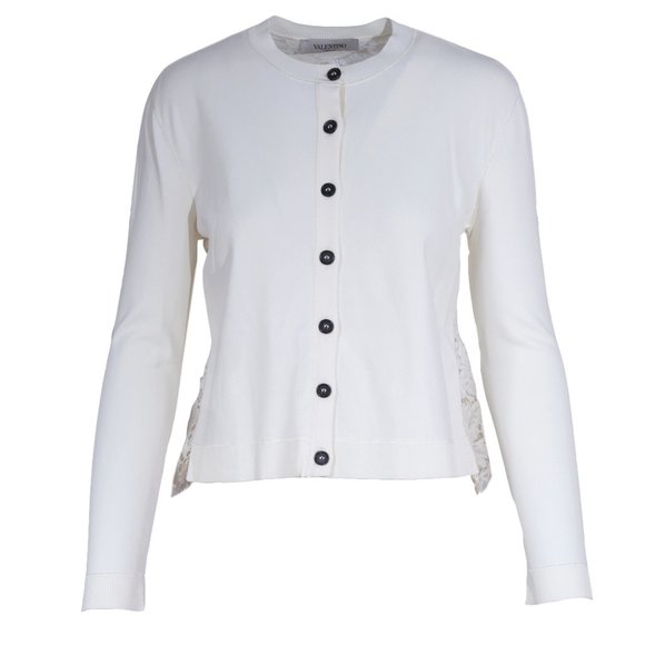 Valentino Cardigan with Back Lace Detail - White - Picture 1 of 3